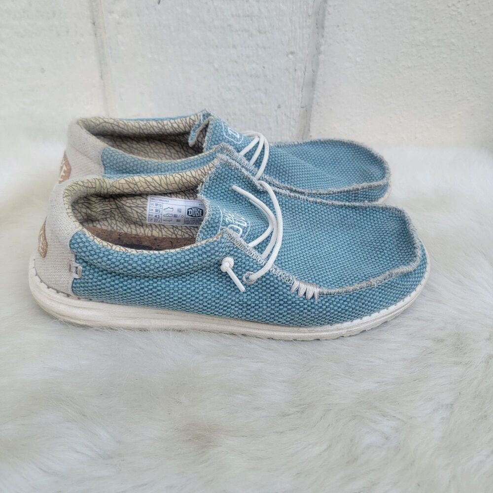 Mens Hey Dude Wally Braided Aqua Loafers Slip On Casual Shoes Sz 10 - Picture 2 of 7